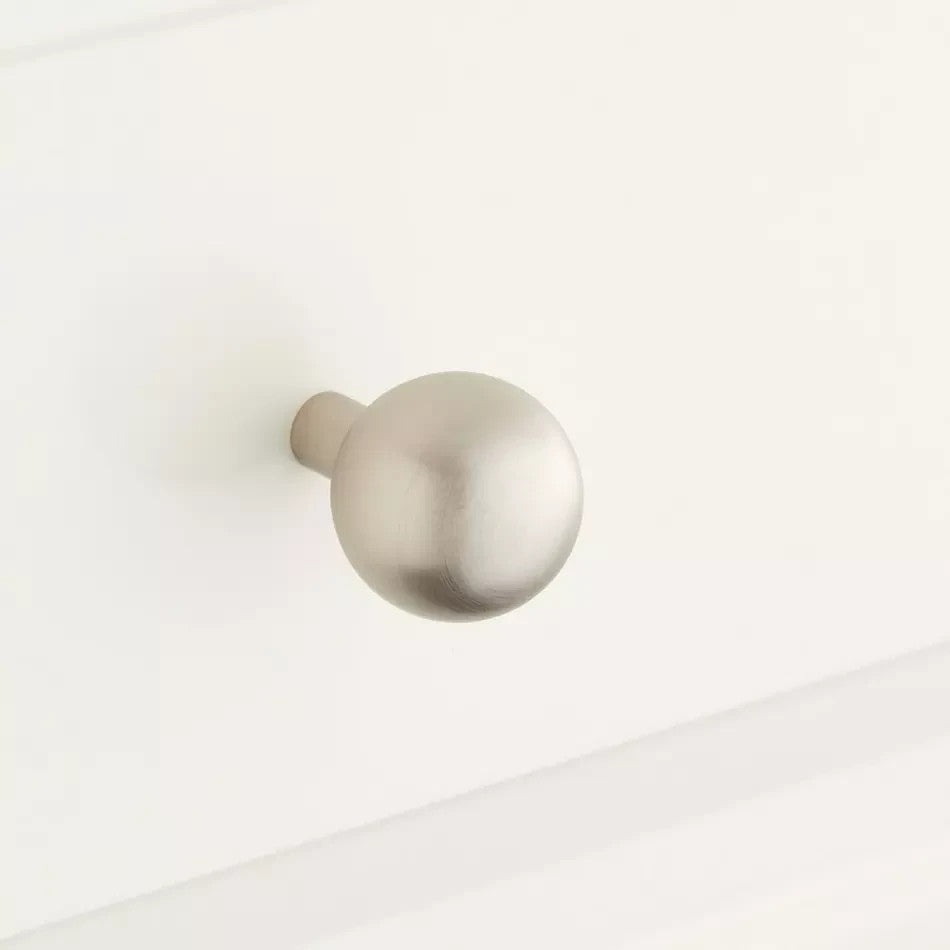 Signature Hardware 2 PACK Osian 1″ Solid Brass Round Cabinet Knob Brushed Nickel