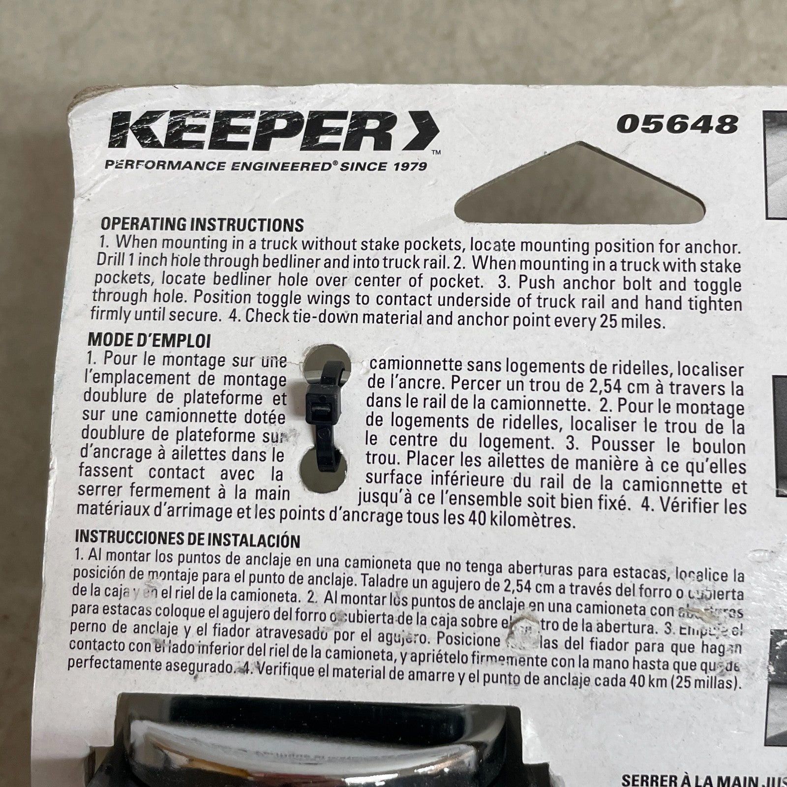 KEEPER 05648 Chrome Anchor Point 2 Pack 1,000 lb Tie-Down Rings Truck Trailer