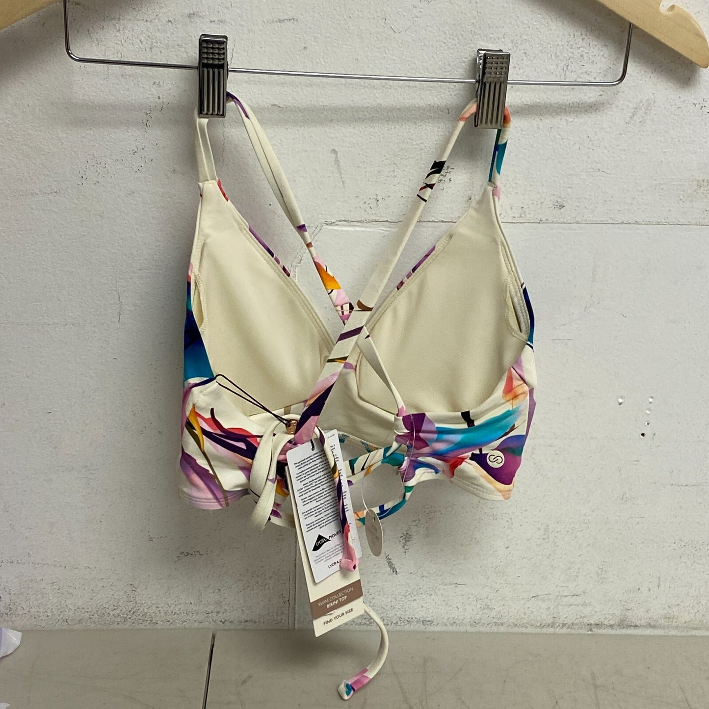 CALIA Women's Trendy Triangle Bikini Top Unbleached/Multi  WSA23201PRT