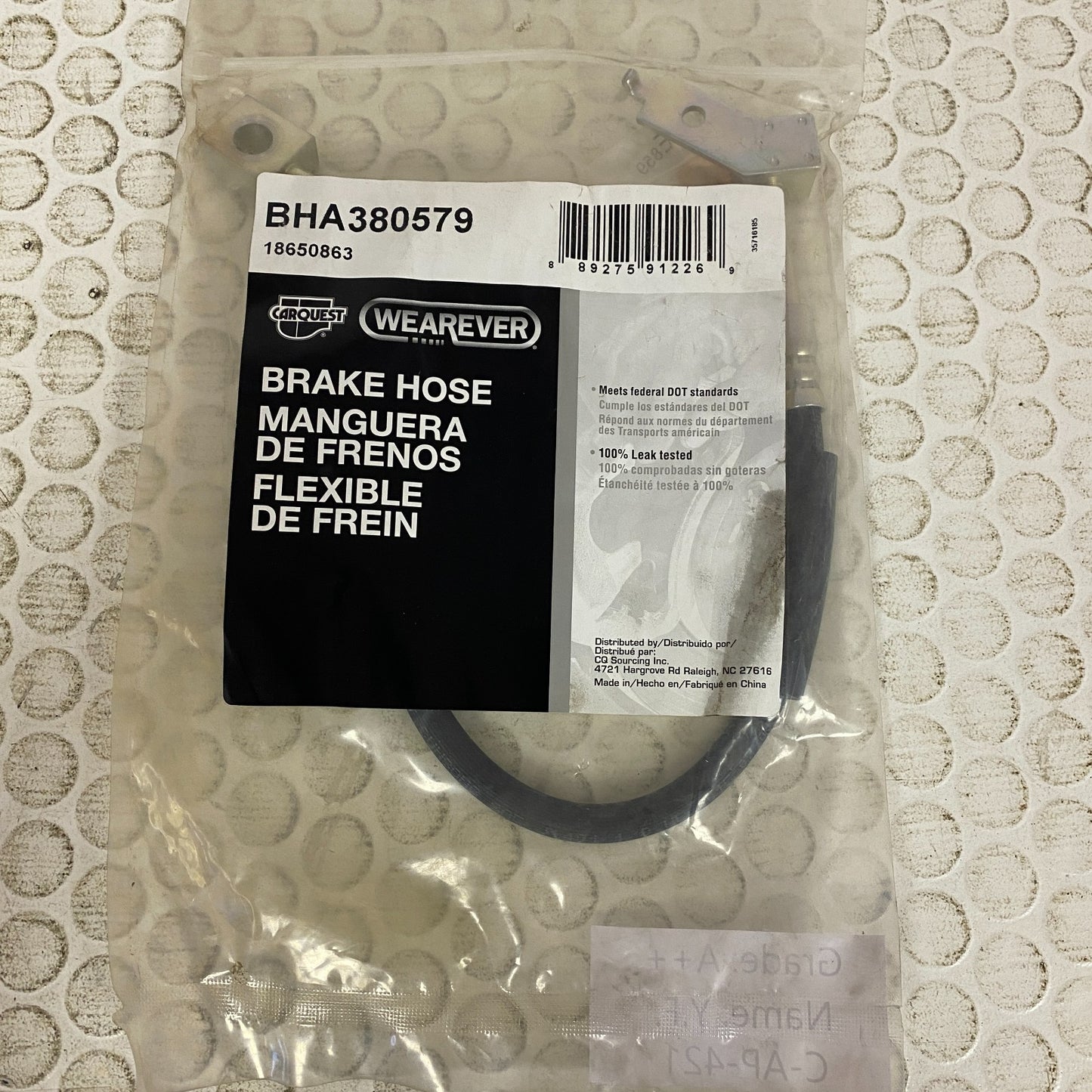 CARQUEST Premium Front Left Brake Hose Assembly Black DOT BHA380579