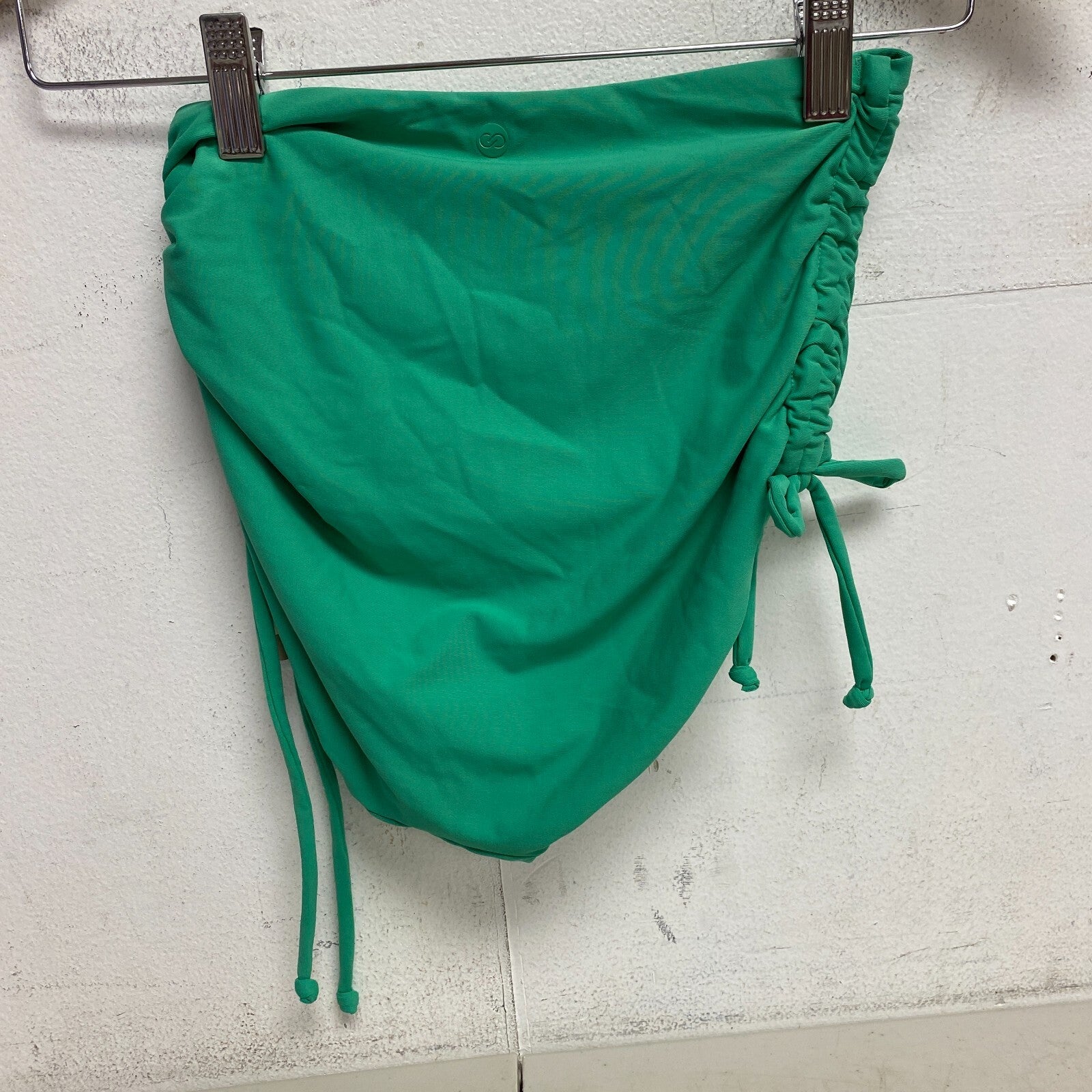 CALIA Women's High Waisted Ruched Side Tie Swim Bottoms Green Glow WSA23410