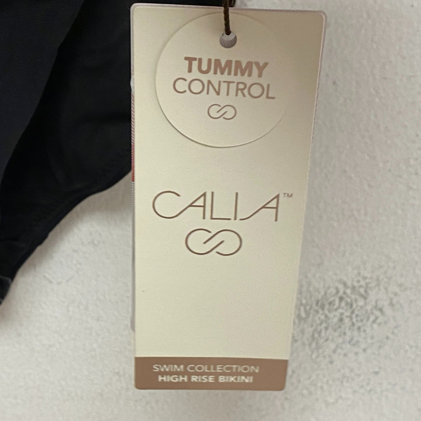 Calia Womens HR Twist Front Bottom Pure Black Solid Summer Trendy WSA22401