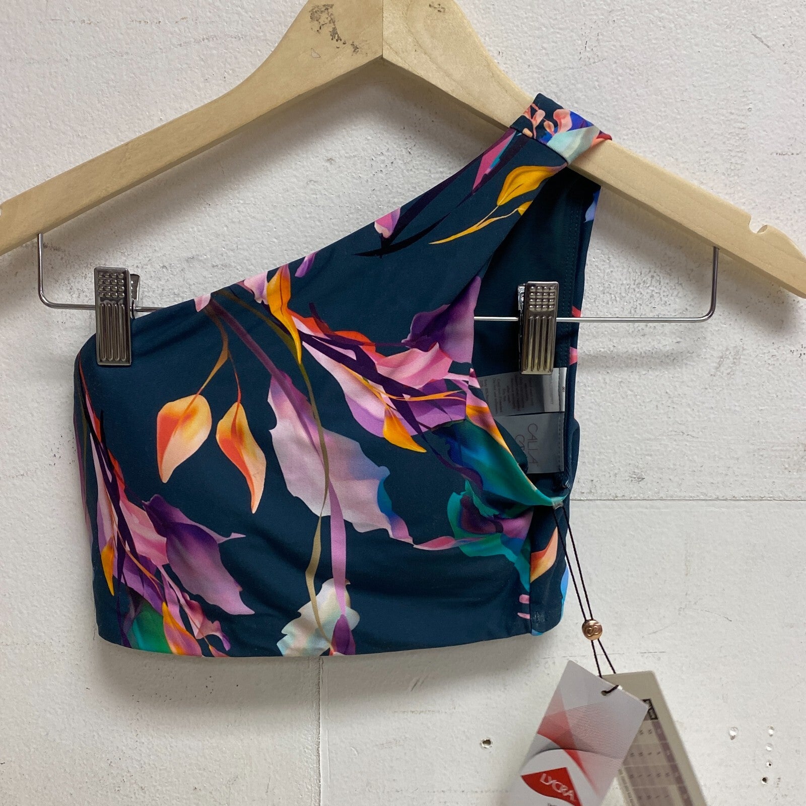 CALIA Women's Minimal One Shoulder Floral Top Aqua Multicolor WSA23208PRT