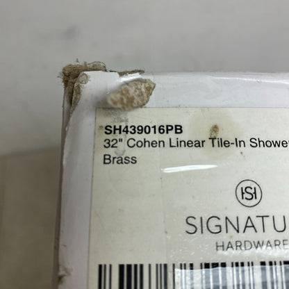 Signature Hardware 32" Cohen Linear Tile-In Shower Drain - Polished Brass