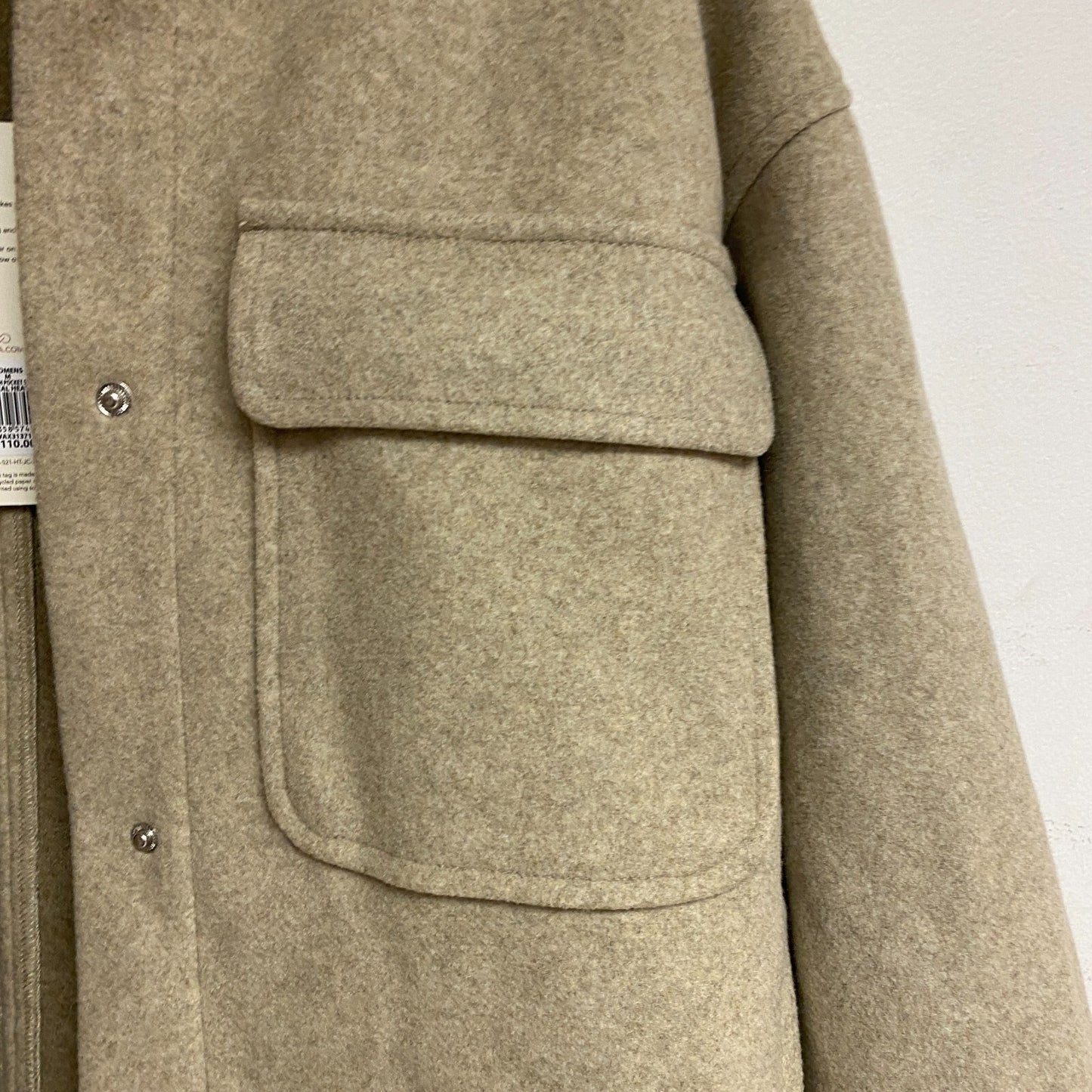 Calia Women's Elegant Patch Pocket Polyester Shacket Oatmeal Heather WAX31371