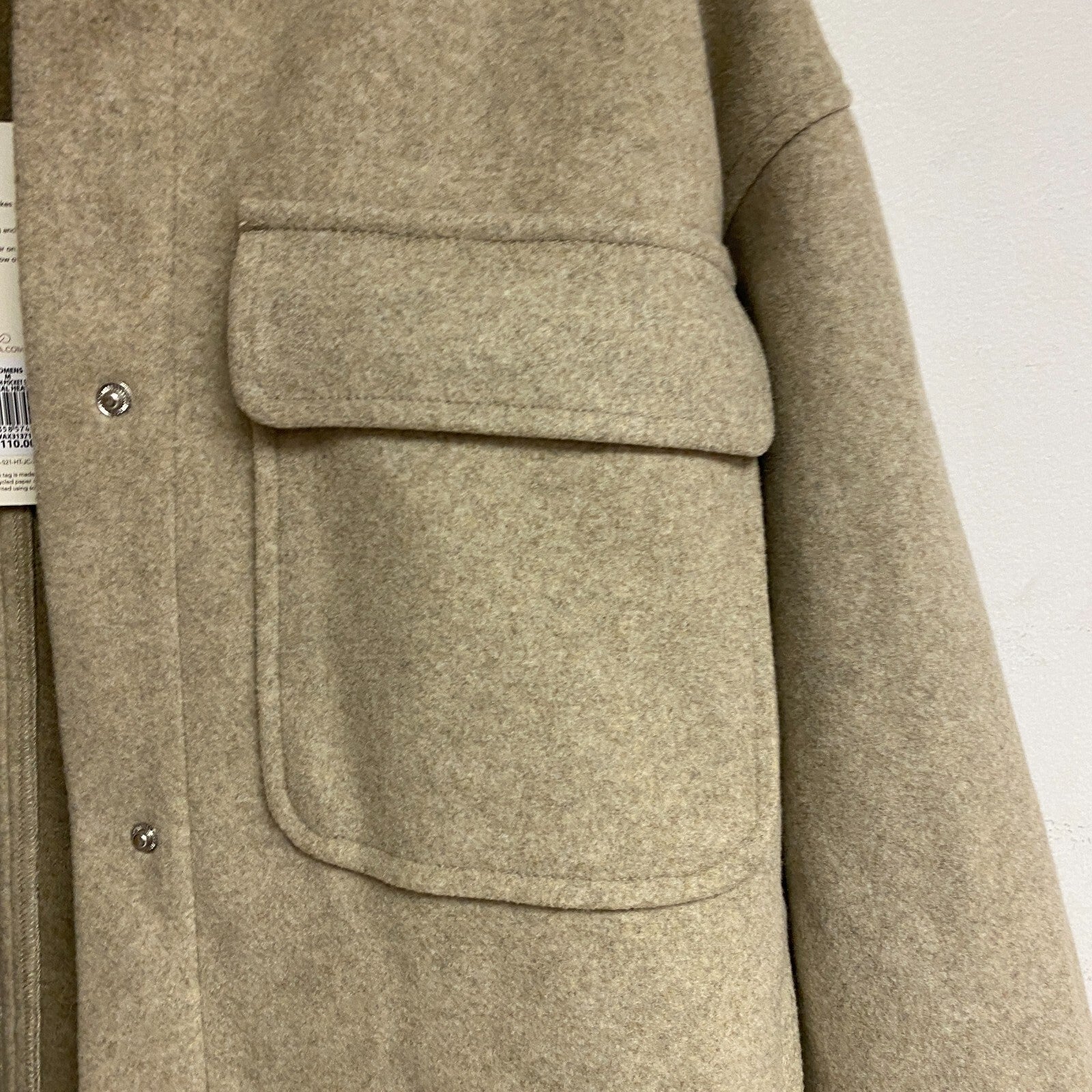 Calia Women's Elegant Patch Pocket Polyester Shacket Oatmeal Heather WAX31371