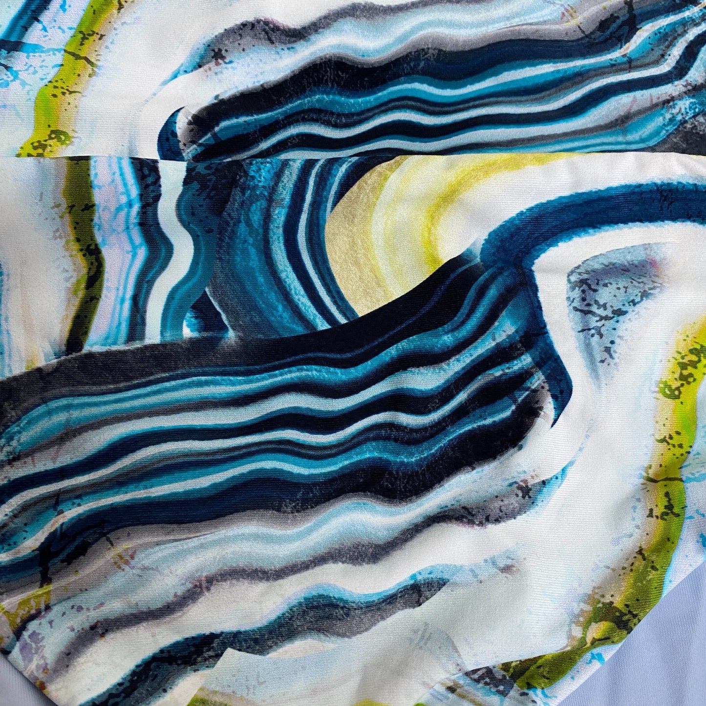 Calia Women's Swim Wide Band High Rise Bottom Terrain Teal Multi WSA21407PRTX