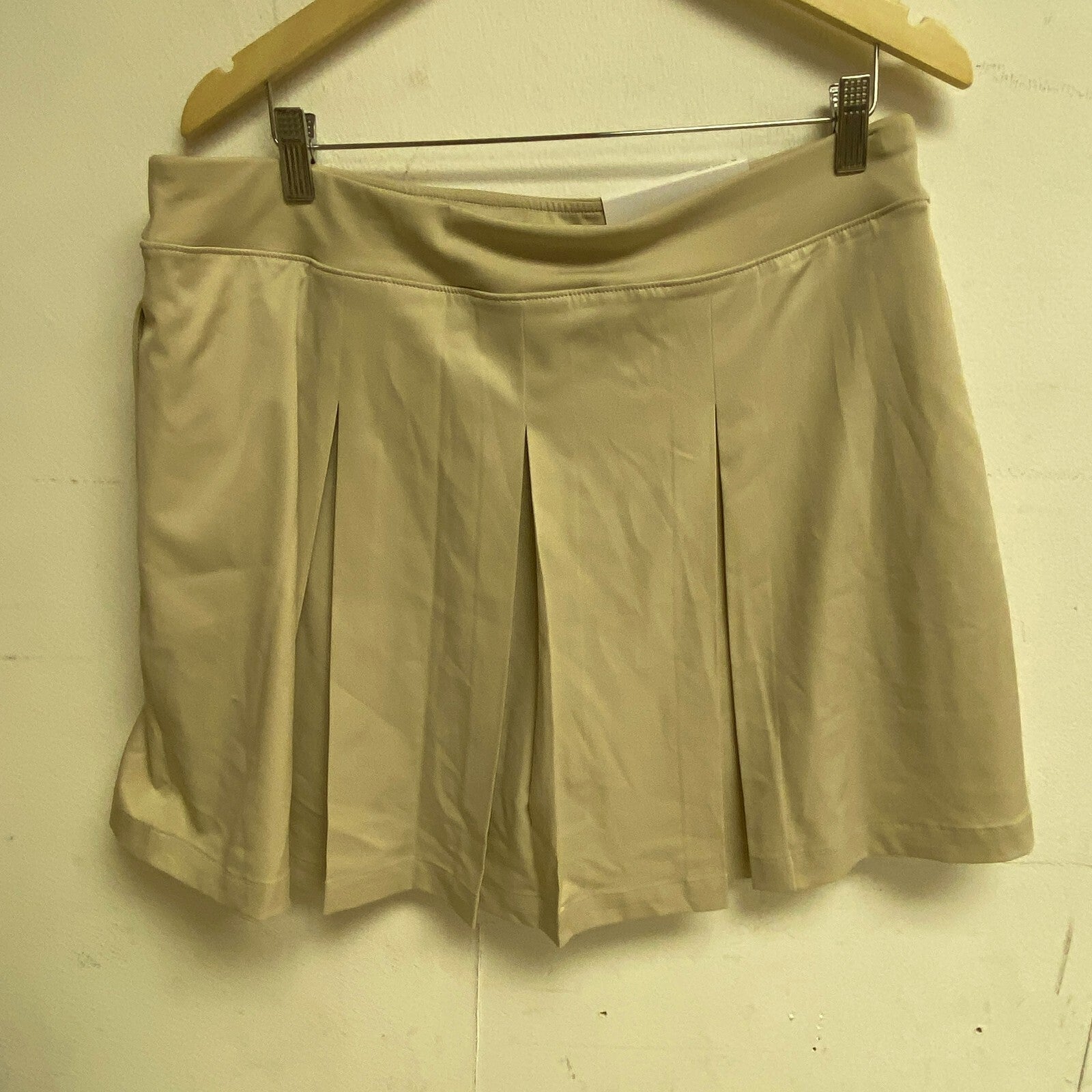 Lady Hage Womens 16" Pleat Skort Light Khaki Solid Stylish Trendy WGH37004