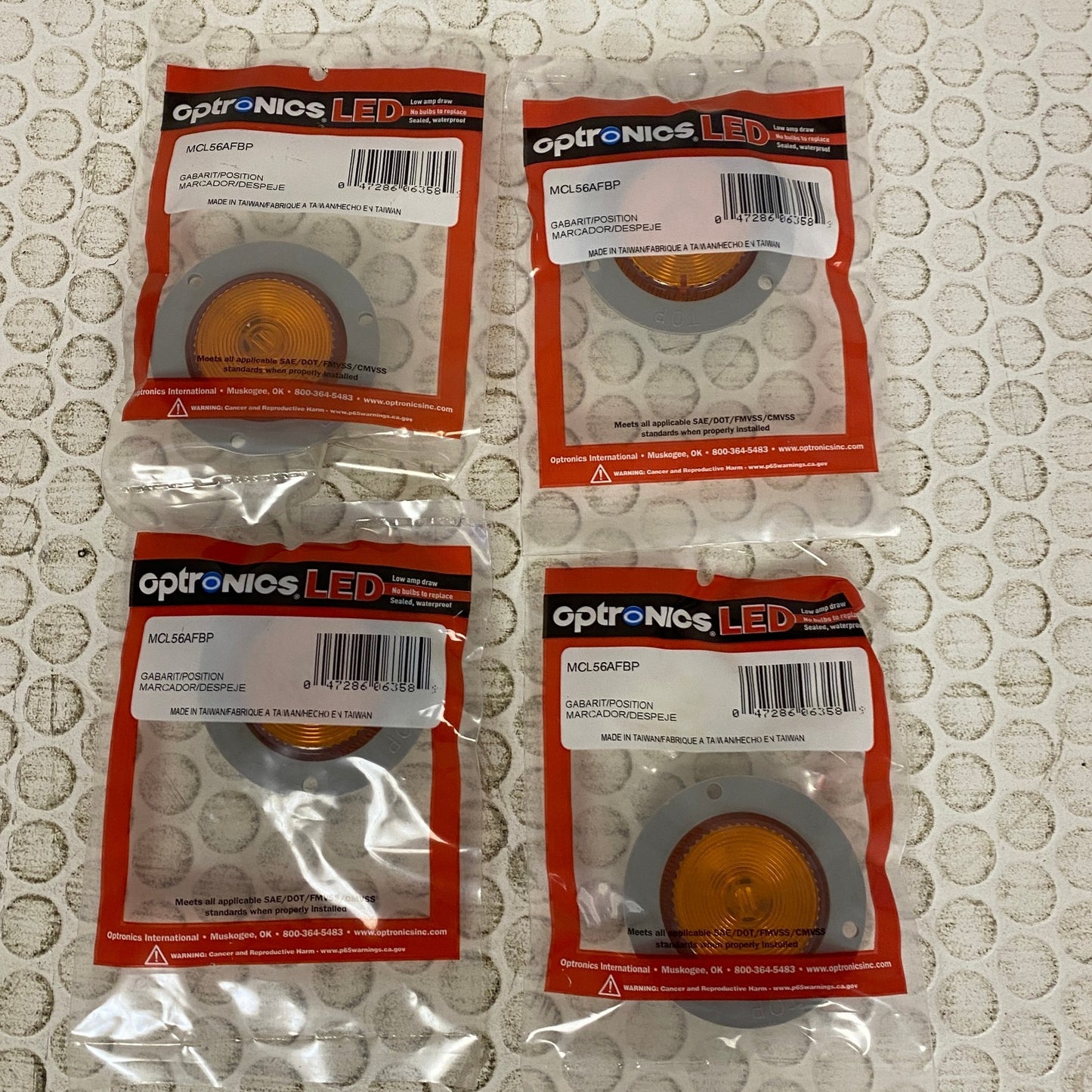 Optronics MCL56A LED Amber Clearance Marker Light 2.5" Round 4 Pack