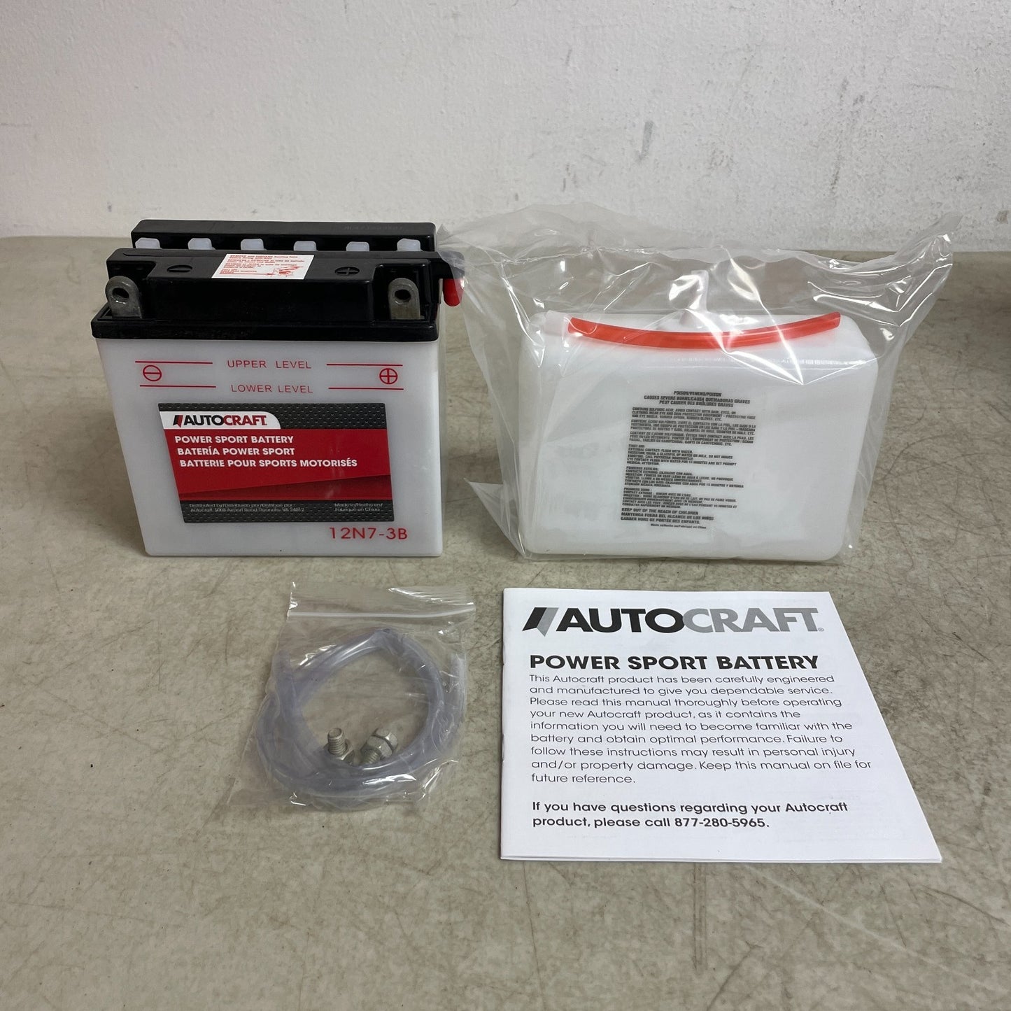 Autocraft 12N7-3B 12V 7Ah Powersport Battery Dry-Charged 70 CCA Motorcycle