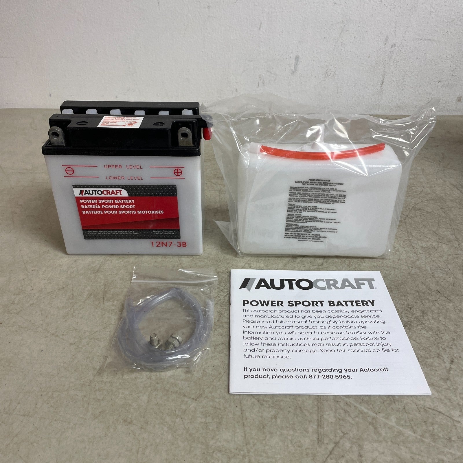 Autocraft 12N7-3B 12V 7Ah Powersport Battery Dry-Charged 70 CCA Motorcycle