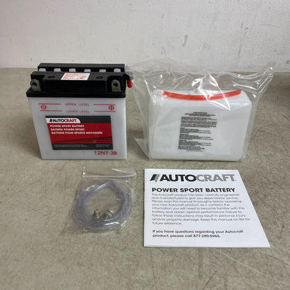 Autocraft 12N7-3B 12V 7Ah Powersport Battery Dry-Charged 70 CCA Motorcycle