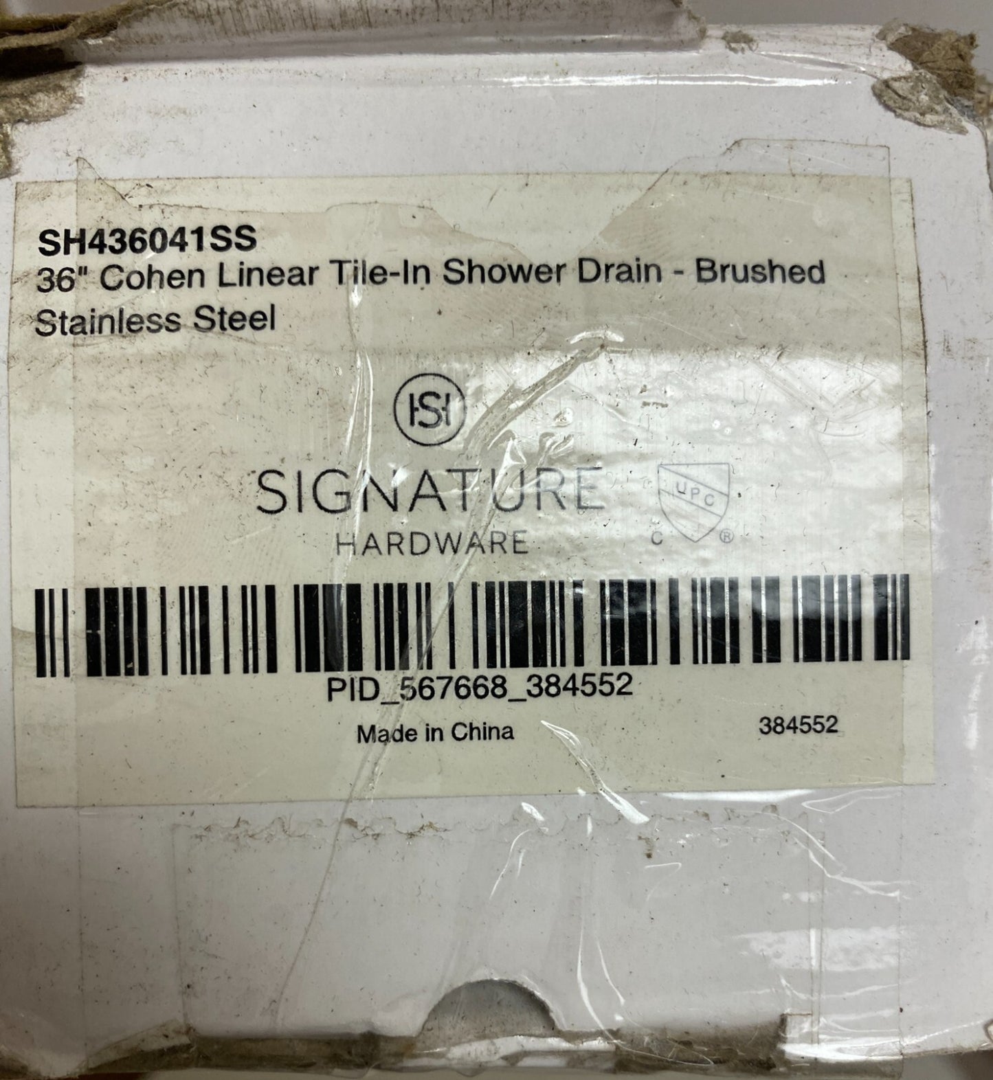 Signature Hardware 36" Cohen Linear Tile-In Shower Drain - Brushed Stainless S..