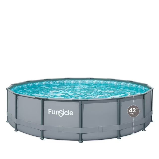 Funsicle Oasis 15 ft Round Metal‑Frame Swimming Pool SkimmerPlus Pump P9001542E