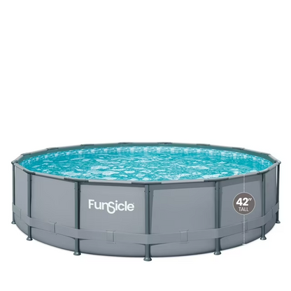 Funsicle Oasis 15 ft Round Metal‑Frame Swimming Pool SkimmerPlus Pump P9001542E
