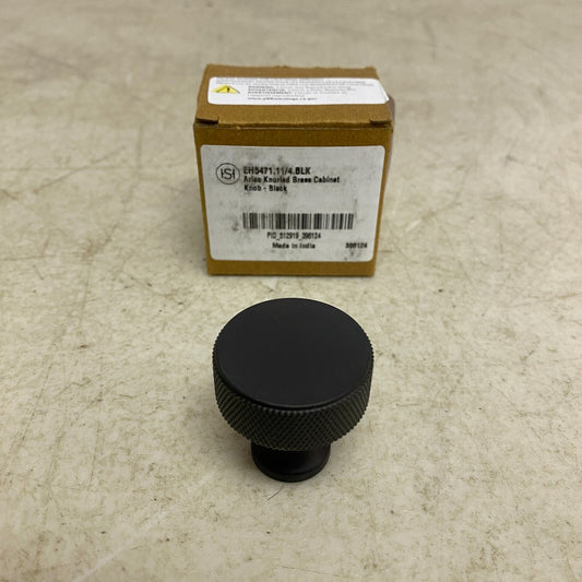 Signature Hardware Arles Knurled Brass Cabinet Knob - Black , EH5471.11/4.BLK