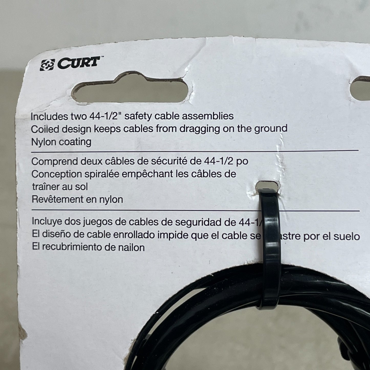 CURT 80151 Trailer Safety Cables 44-1/2" Vinyl Coated 5000 lb Break 2 Pack