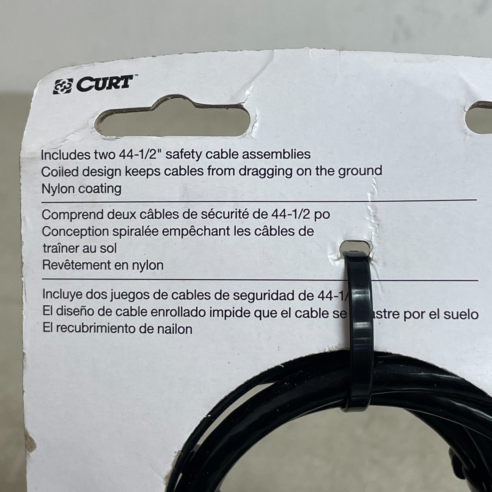 CURT 80151 Trailer Safety Cables 44-1/2" Vinyl Coated 5000 lb Break 2 Pack