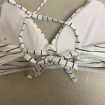 Calia Womens High Rise High Neck PowerSculpt Top Stripe White WSA22213PRT