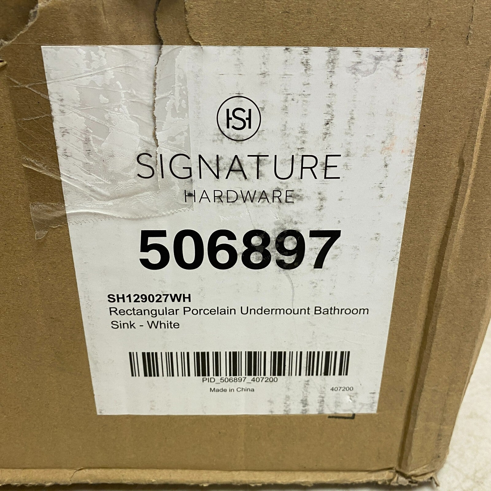 Signature Hardware 20'' x 15'' x 6.69'' Rectangular Porcelain Undermount B,,,,,,