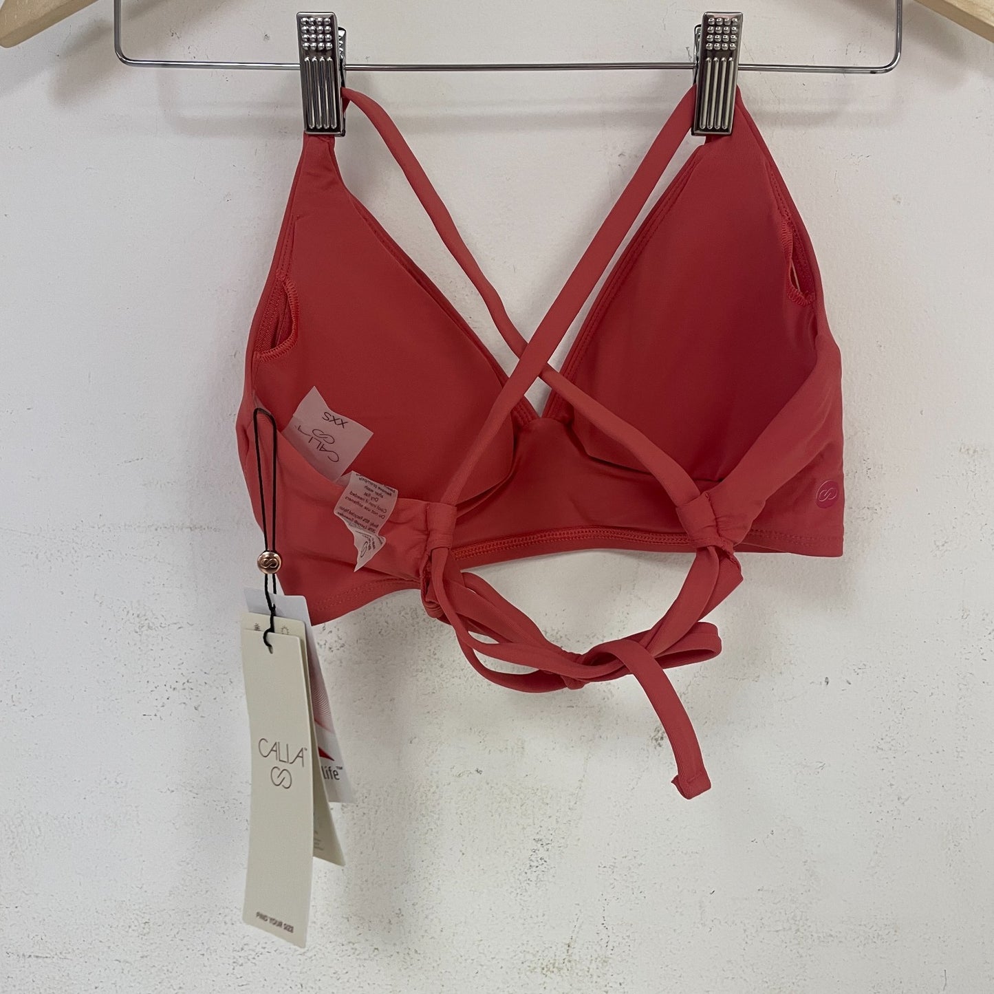 Calia Triangle Bikini Top Guava Pink WSA23201 Trendy Stylish Solid Color