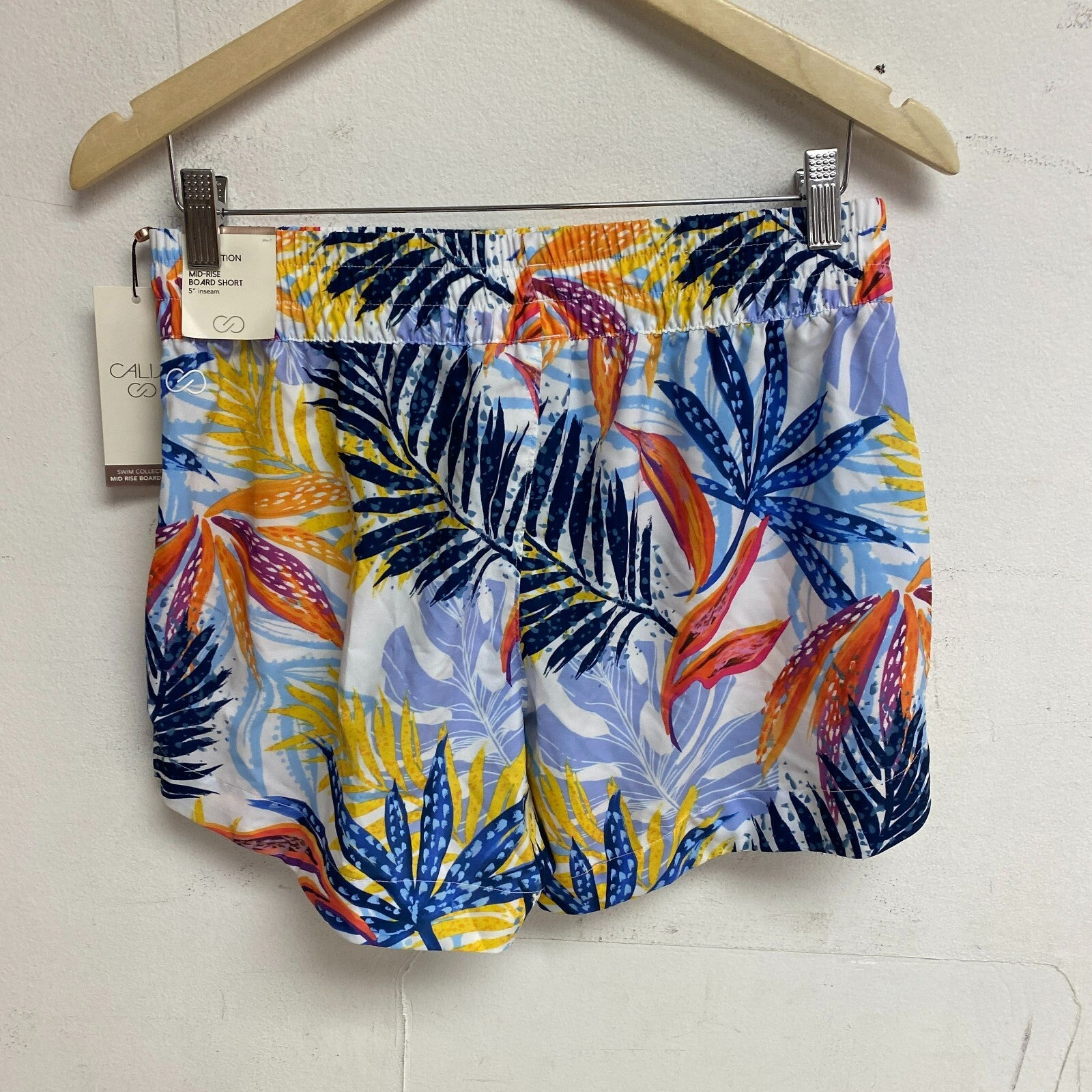 Calia Women's Tulip Hem Board Short Watercolor Palms Multi Tropical WSA21504PRT