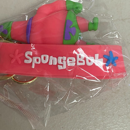 Assorted Silicone SpongeBob SquarePants Patrick Keychain With Metal Accessory