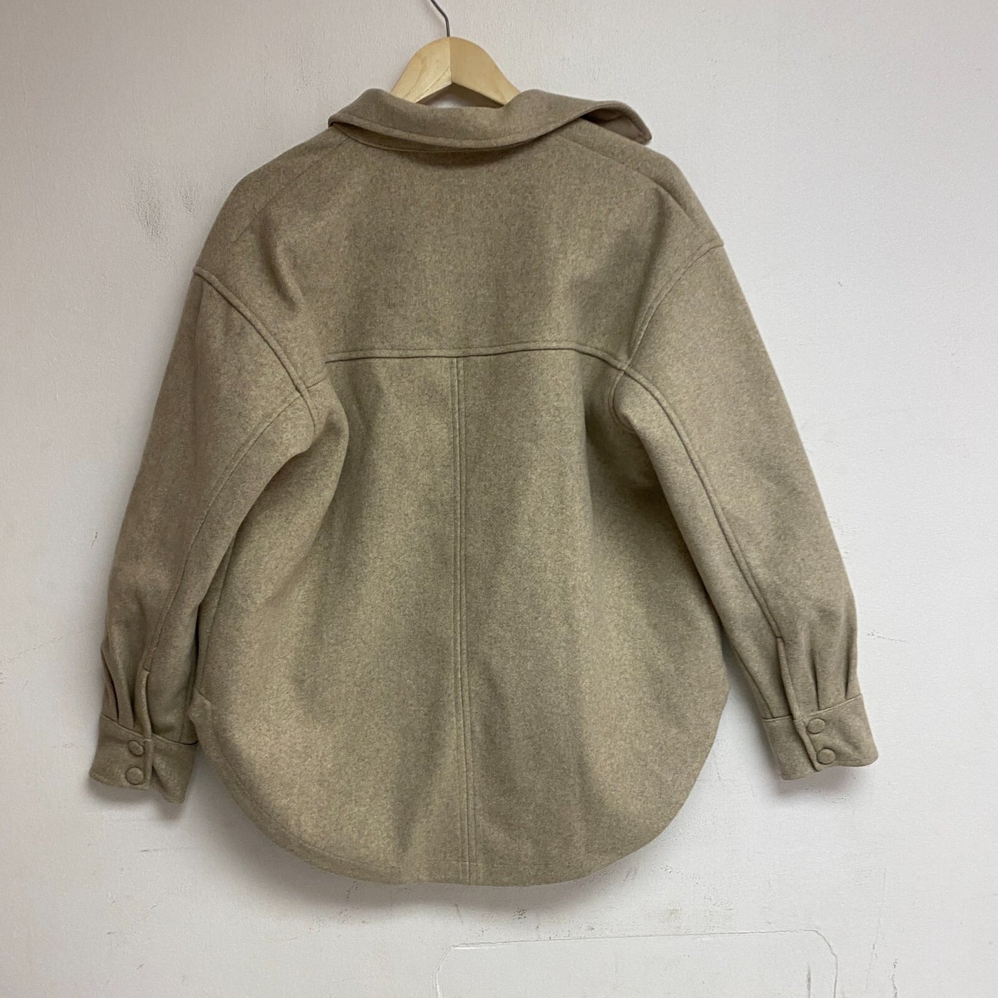 Calia Women's Elegant Patch Pocket Polyester Shacket Oatmeal Heather WAX31371