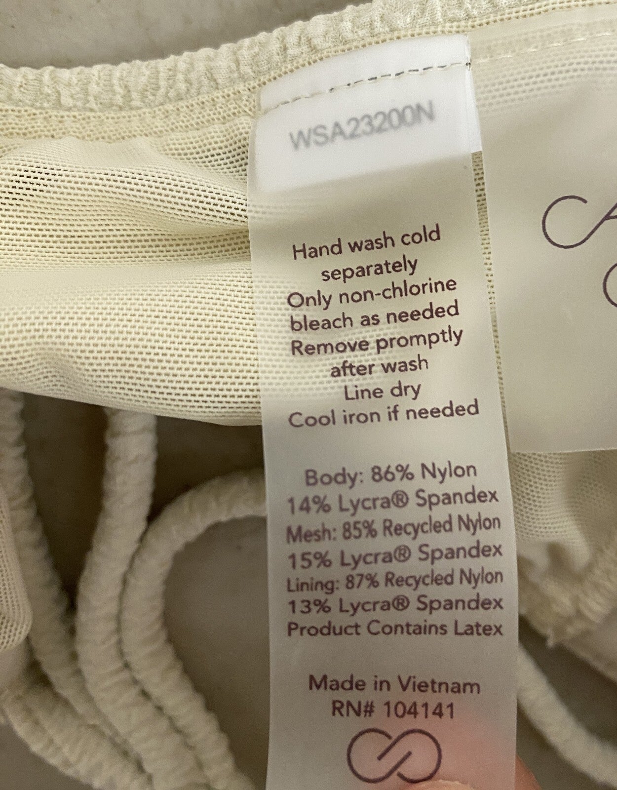 Calia Women's Swim Collection Racerback Tie Back Bikini Top Light Sand WSA23200N