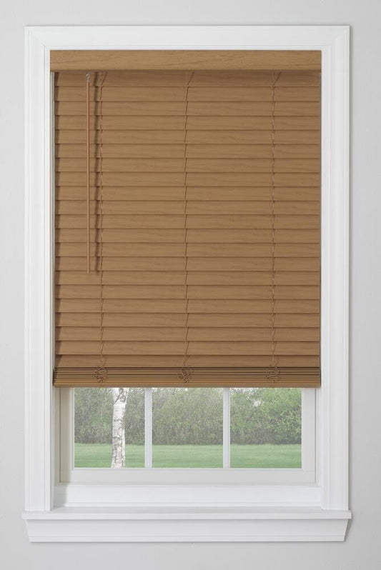Window Images 2" Oak Room Darkening Cordless Faux Wood Blind - 36"W x 48"L