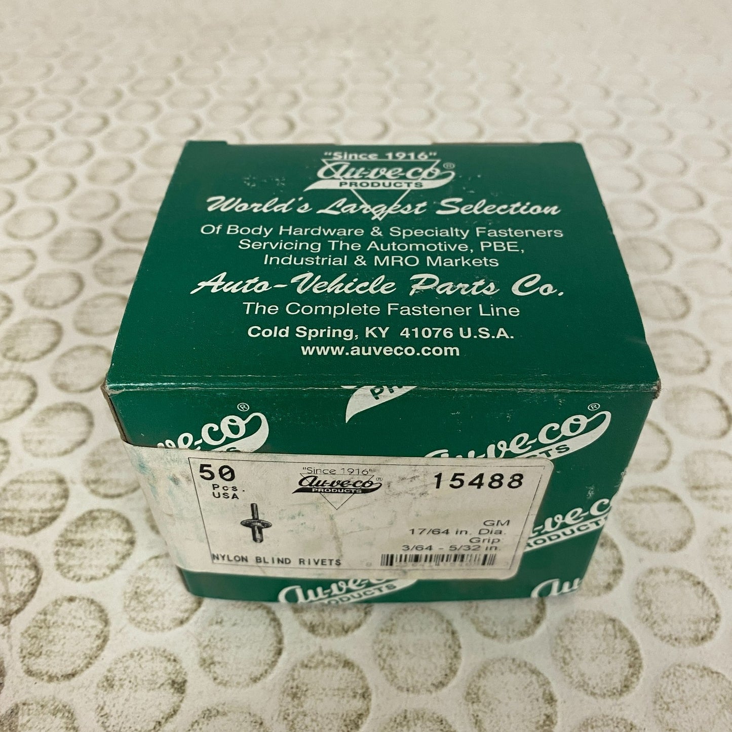 Auveco Nylon Rivet GM Black 1/4″ Hole 2‑3/16″ Length 15488 50 Count