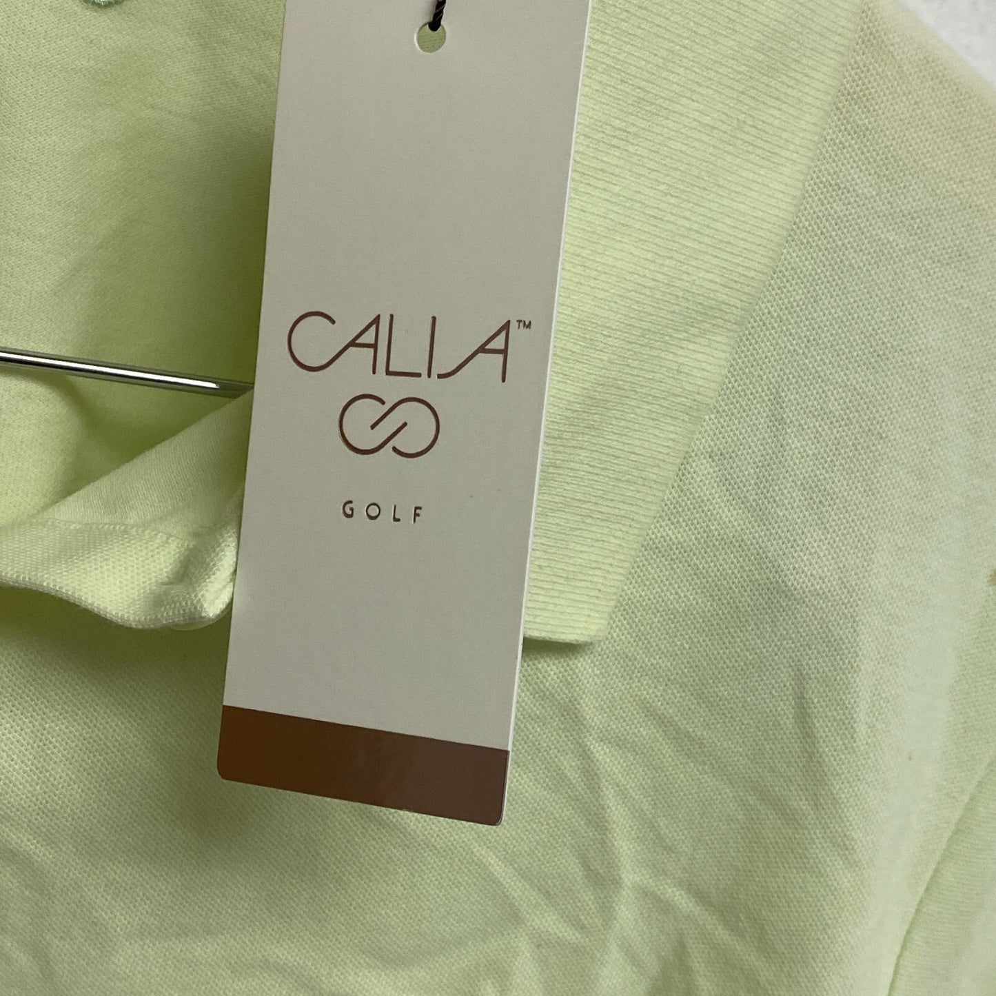 Calia Women's Puff Sleeve Polo Collared Neck Pale Neon Green WCG11012 Brand New
