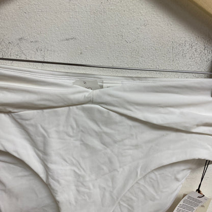 CALIA Women's Swim Collection High Rise Shirred V Front Bottom White WSA23407