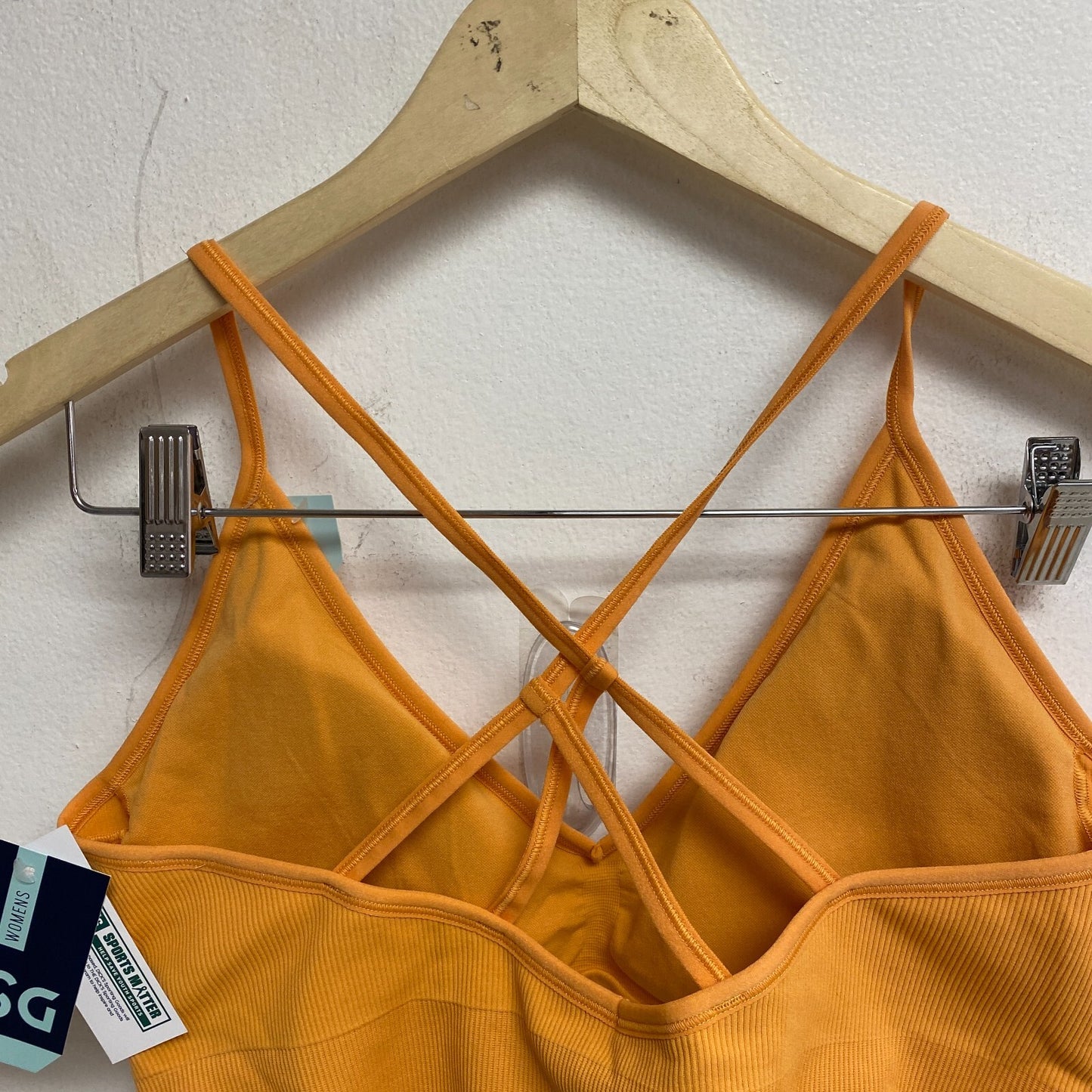 DSG Women's Low Support Seamless Ribbed Halter Strappy Bra Light Orange DAW11710