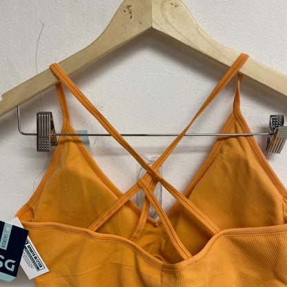 DSG Women's Low Support Seamless Ribbed Halter Strappy Bra Light Orange DAW11710