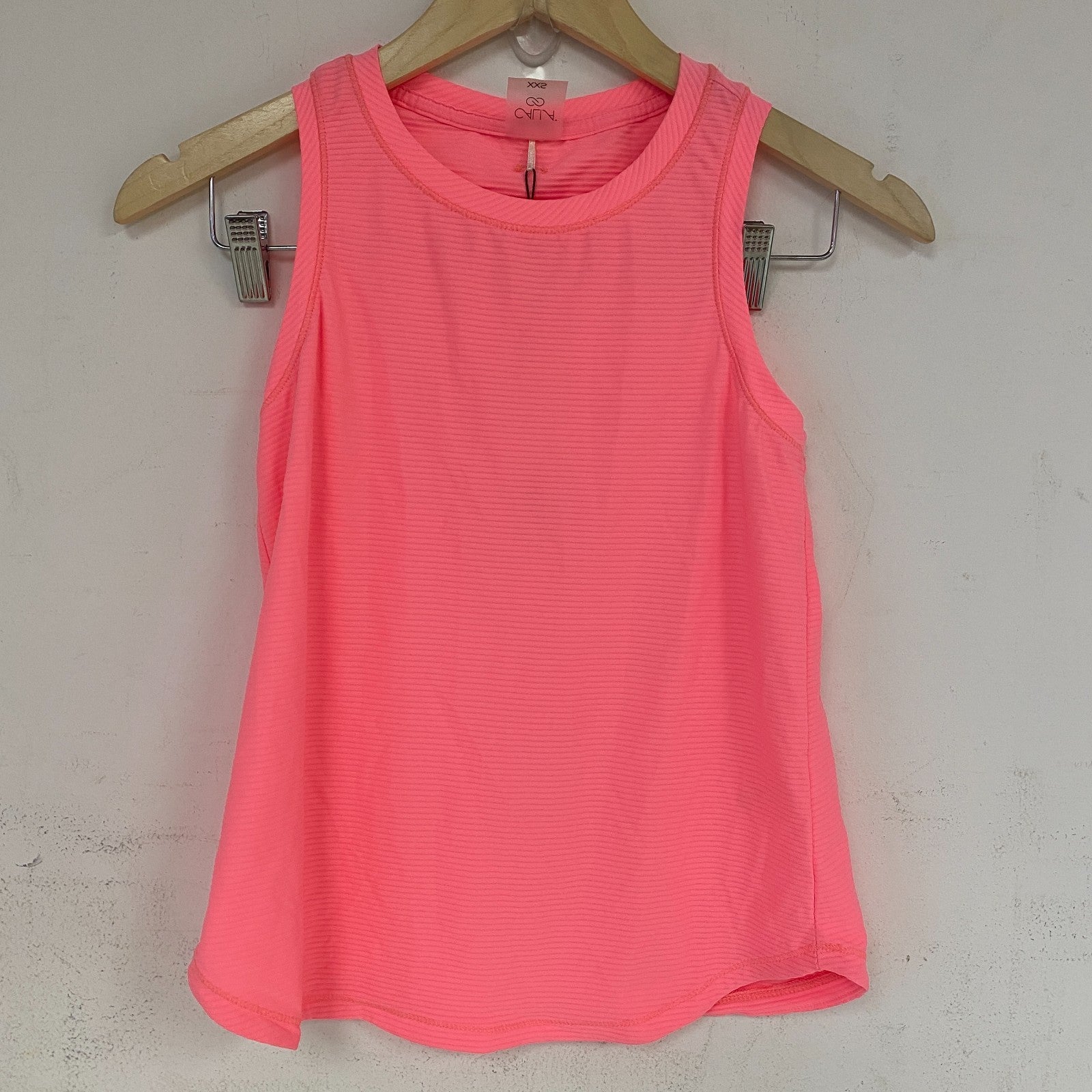 CALIA Womenâs Drop Needle Shirttail Tank Top Coral Splash WAX11165 Activewear