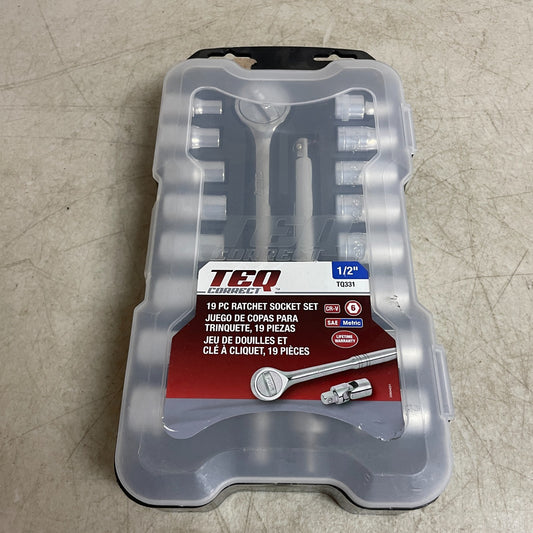 TEQ Correct 19-Piece ½" Drive Ratchet Socket Set SAE & Metric Model TQ331