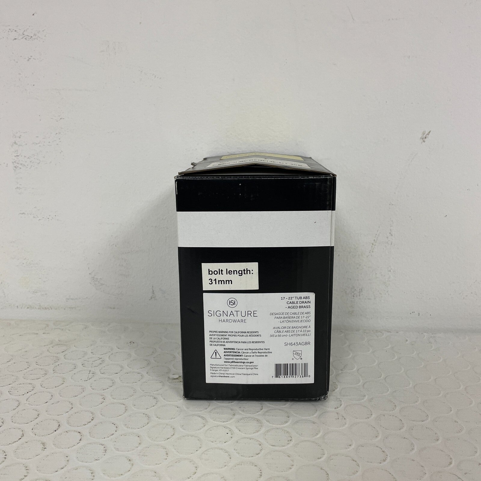 Signature Hardware ABS Cable Drain & Overflow Aged Brass Deep Alcove Tub