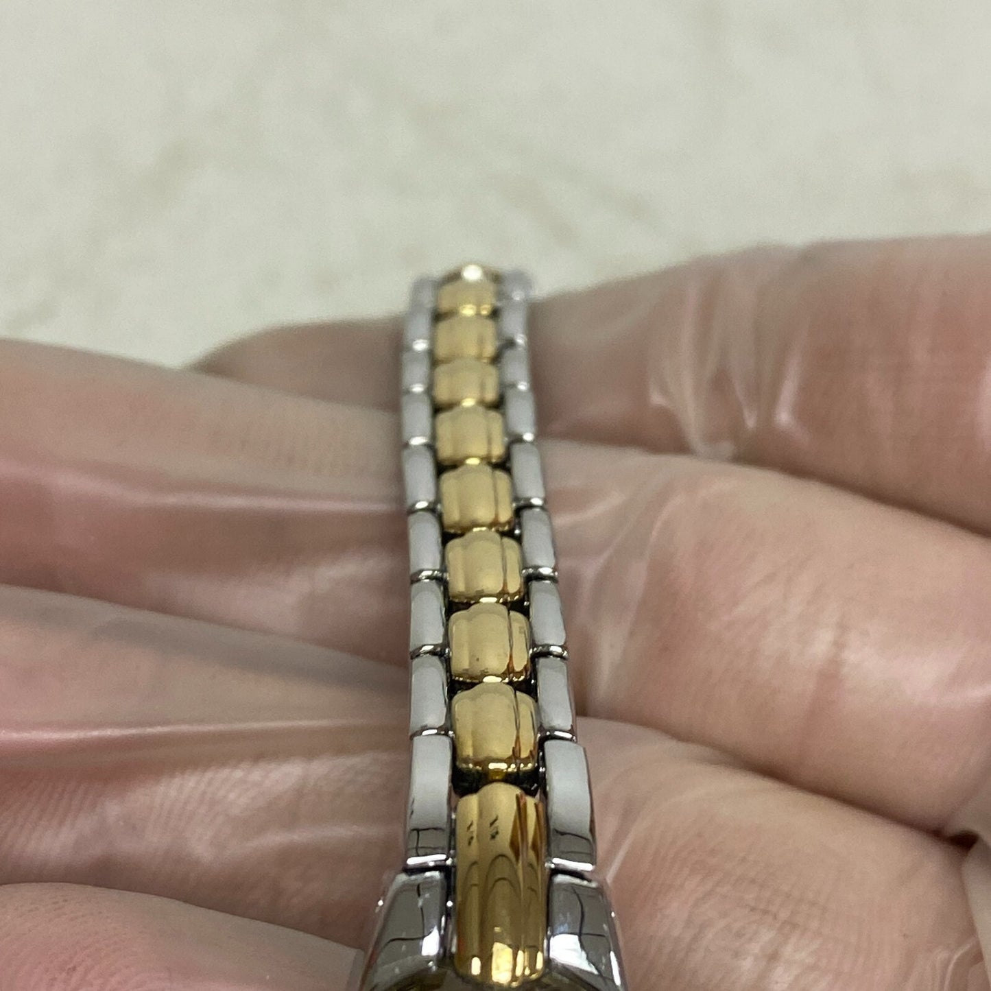 Armitron Women's Bracelet Watch Gold/Silver Band Crystals Bezel 75/3313TTG.