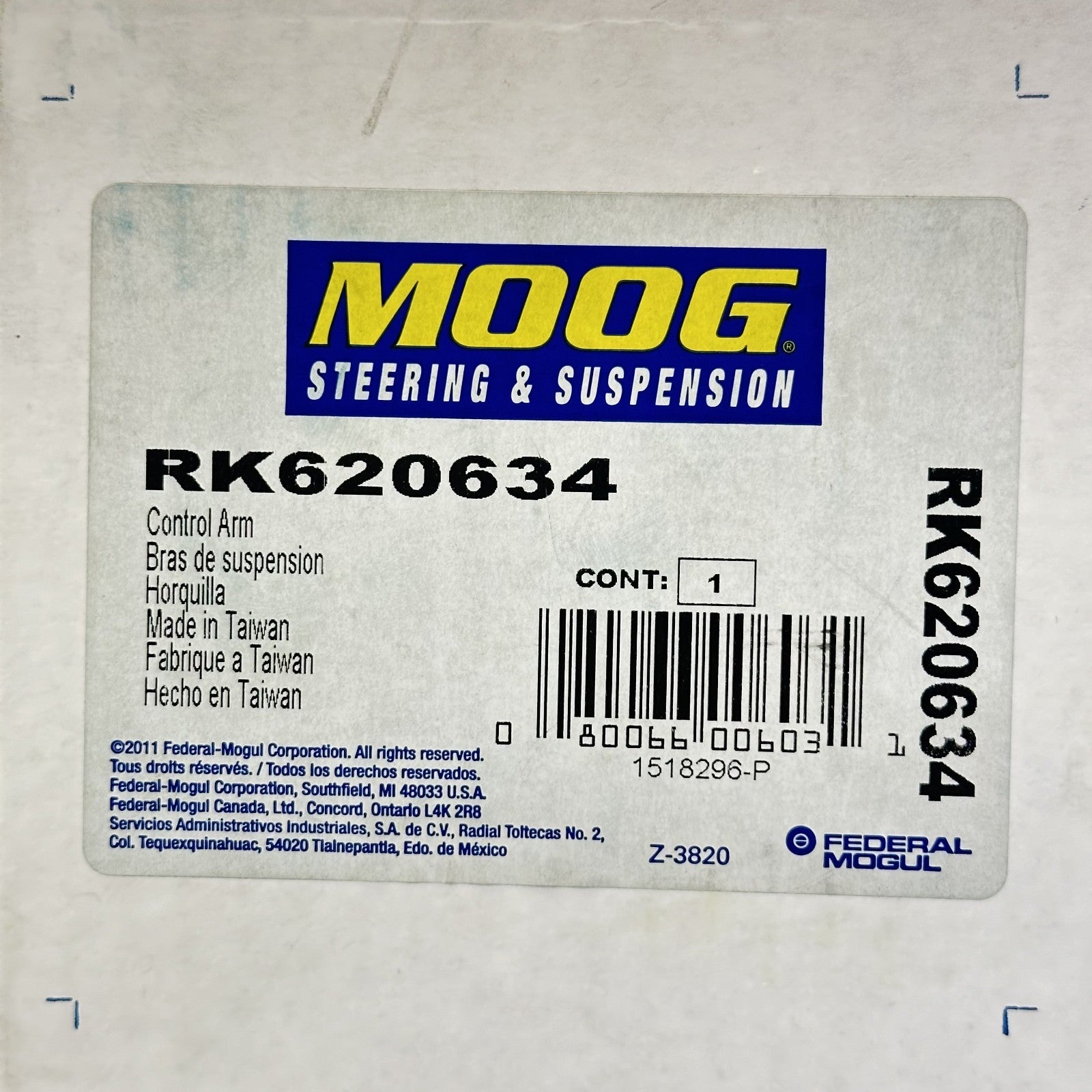 MOOG RK620634 Front Left Upper Control Arm & Ball Joint Assembly