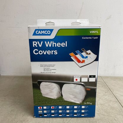 Camco 45322 Vinyl RV Wheel Tire Protectors 27-29" White Covers 1 Pair