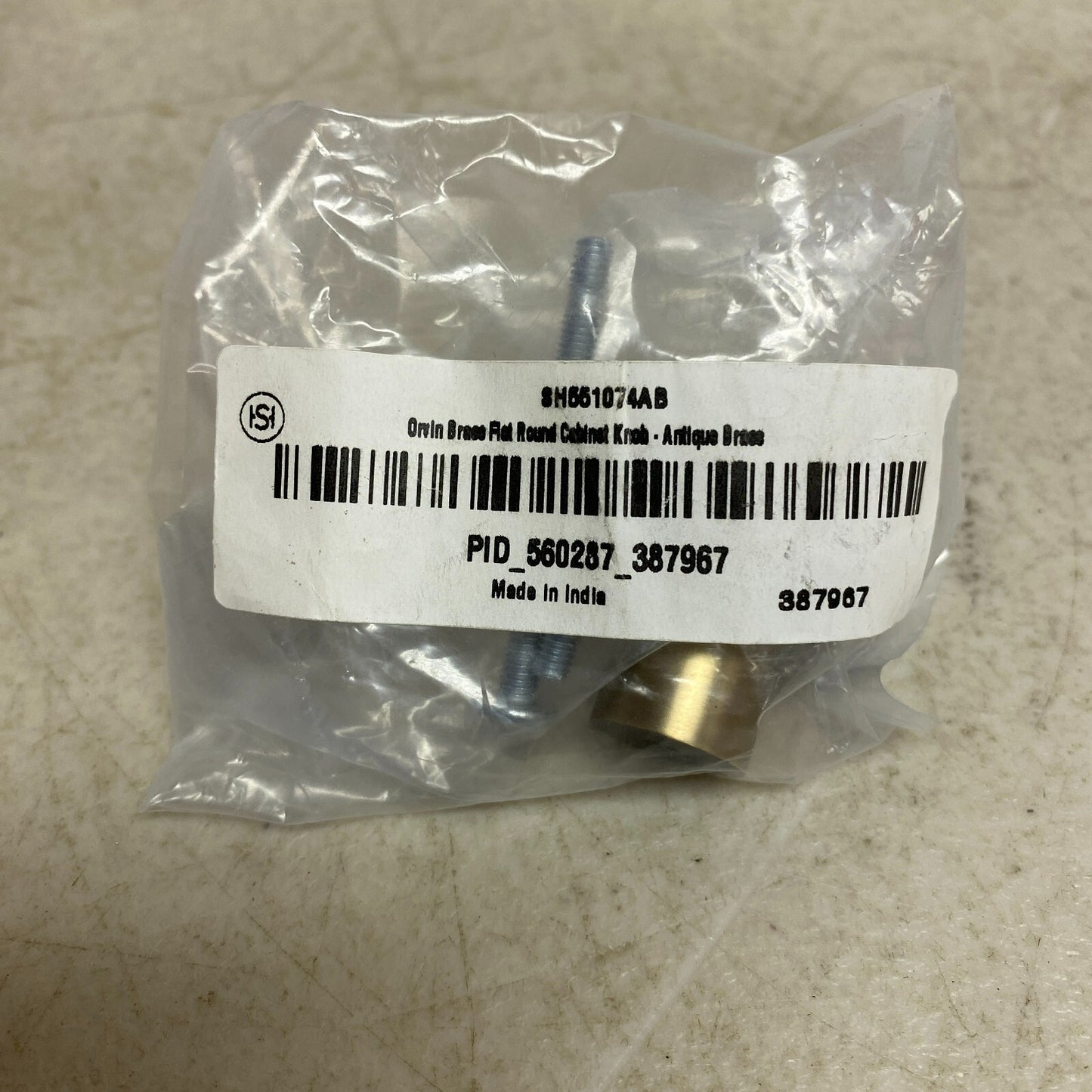 SIGNATURE HARDWARE Orvin Solid Brass Cabinet Knob SH551073AB