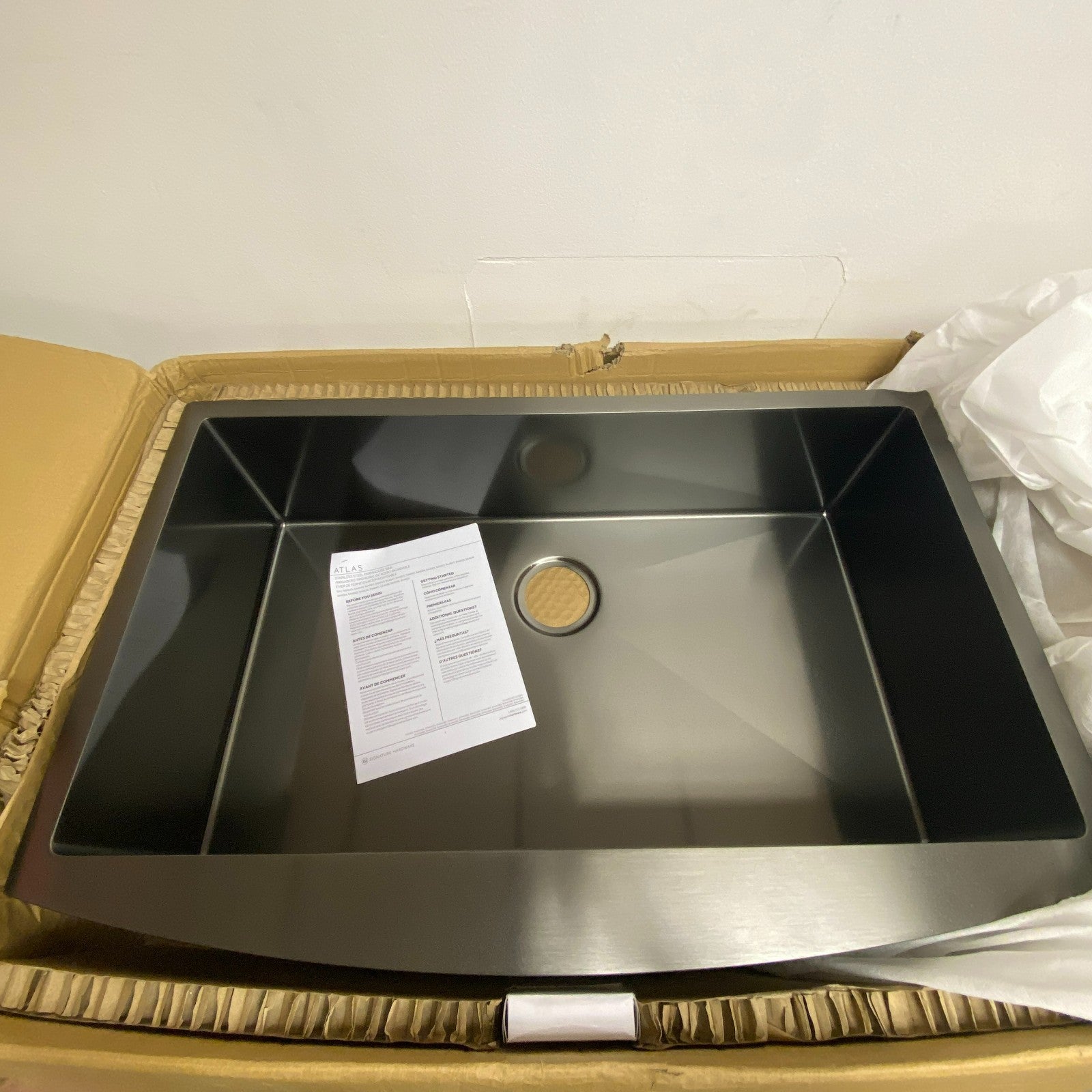 Signature Hardware 33" Atlas Farmhouse Sink Stainless Steel Gunmetal 441079