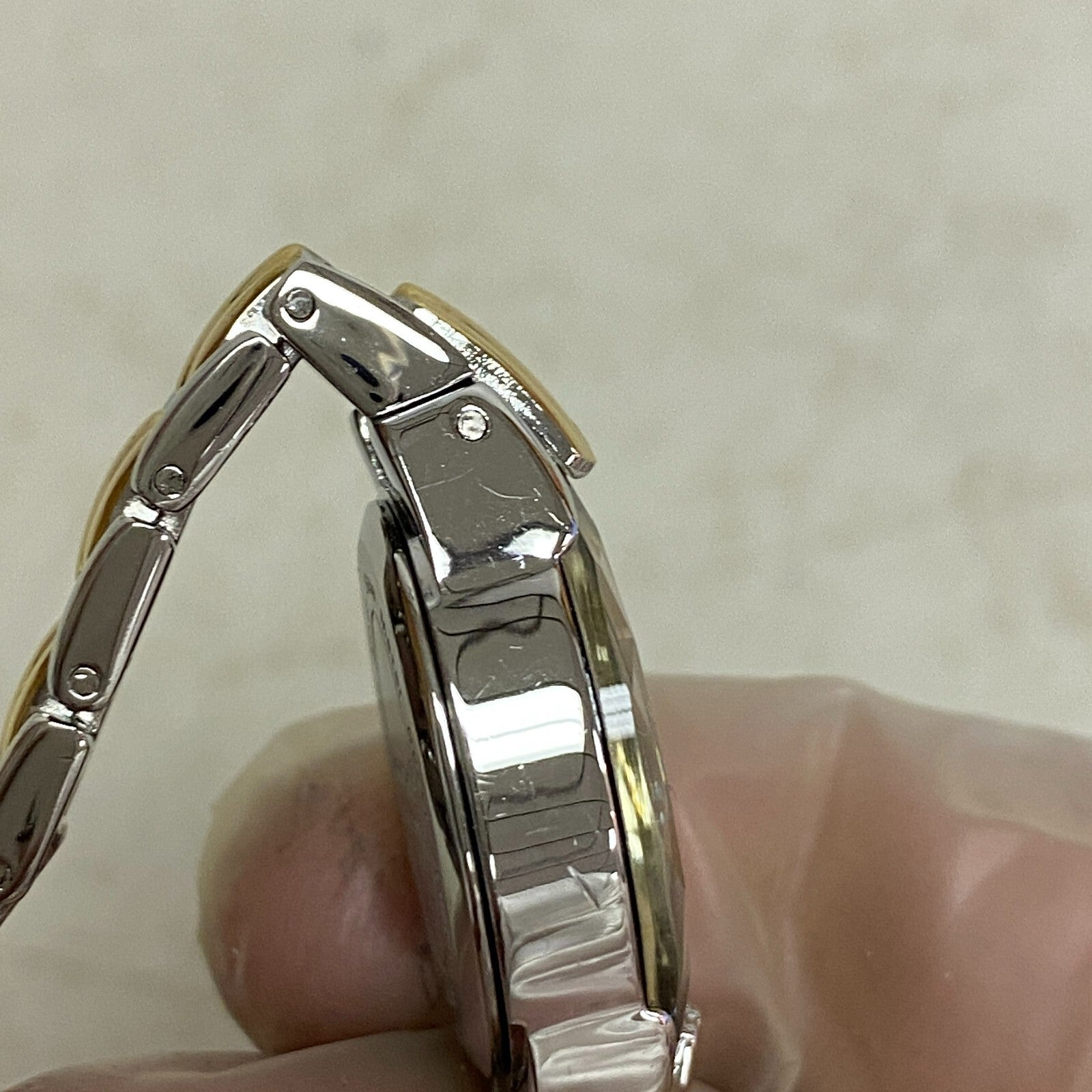 Armitron Women's Bracelet Watch Gold/Silver Band Crystals Bezel 75/3313TTG.