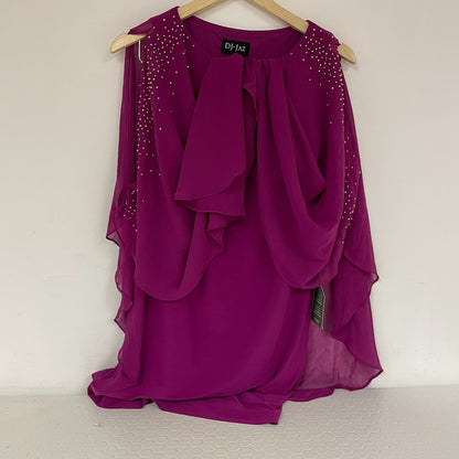 Dj Jaz 3/4 Split Sleeve Embellished Popover Sheath Dress Color: Orchid Size 4