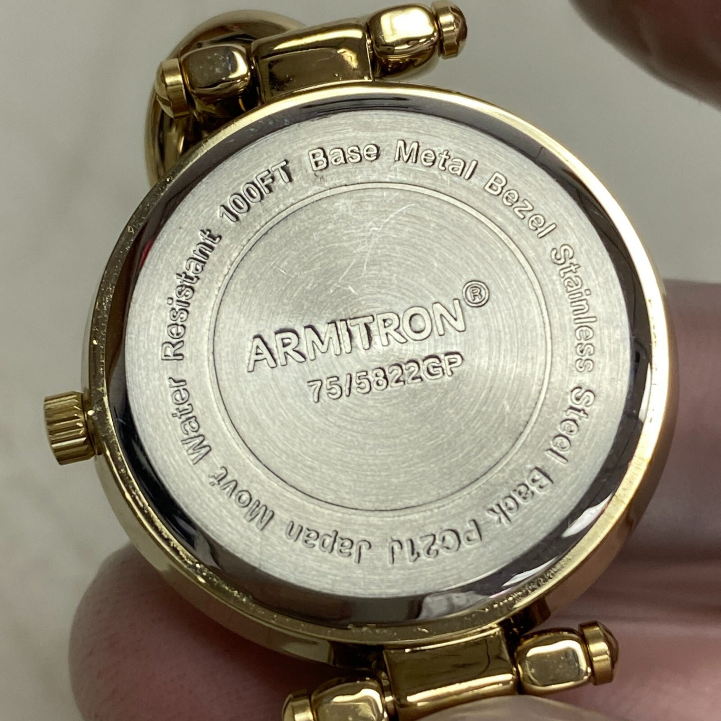 Armitron Women's Genuine Crystal Accented Chain Bracelet Watch, 75/5822GP