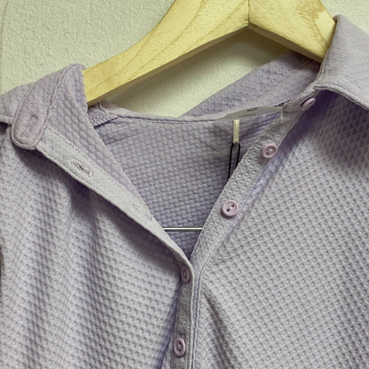 CALIA Women's Honeycomb Flutter Sleeve Golf Polo Blooming Lilac Solid WCG11037