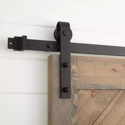 Signature Hardware 60" Barn Door Hardware Kit - Straight Strap Hangers - Black