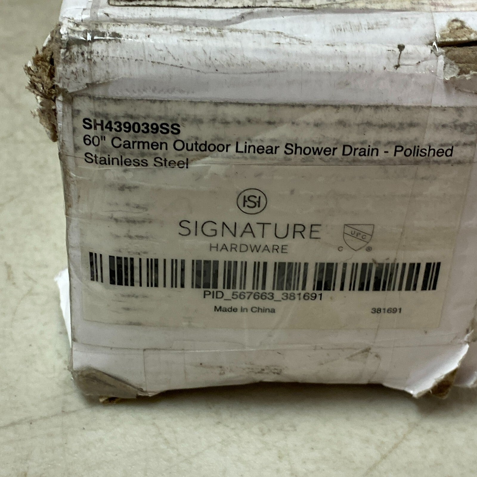 Signature Hardware 60" Carmen Linear Shower Drain - Matte Black