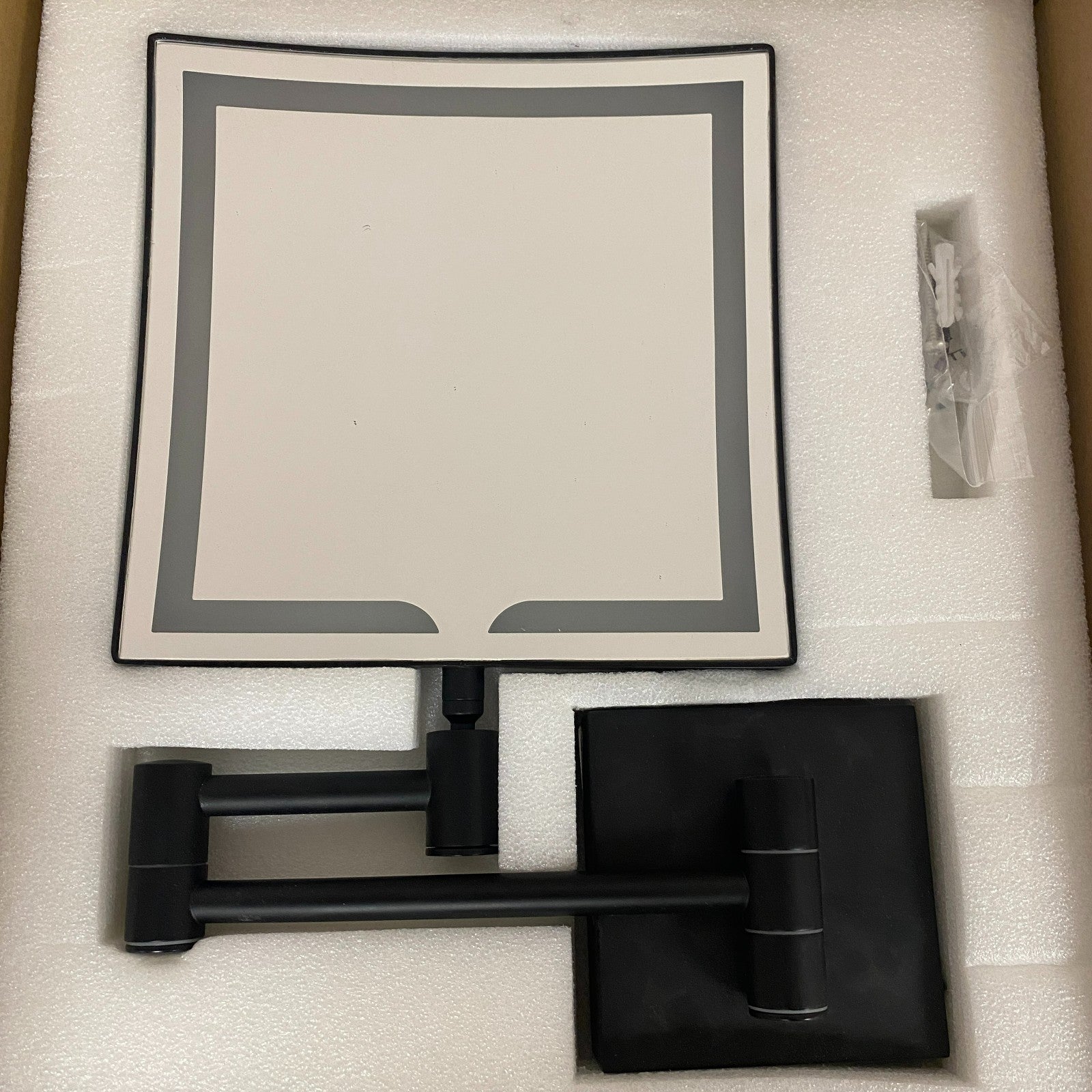 Norabel Magnifying Double-Sided Wall-Mount Lighted Makeup Mirror Satin Black